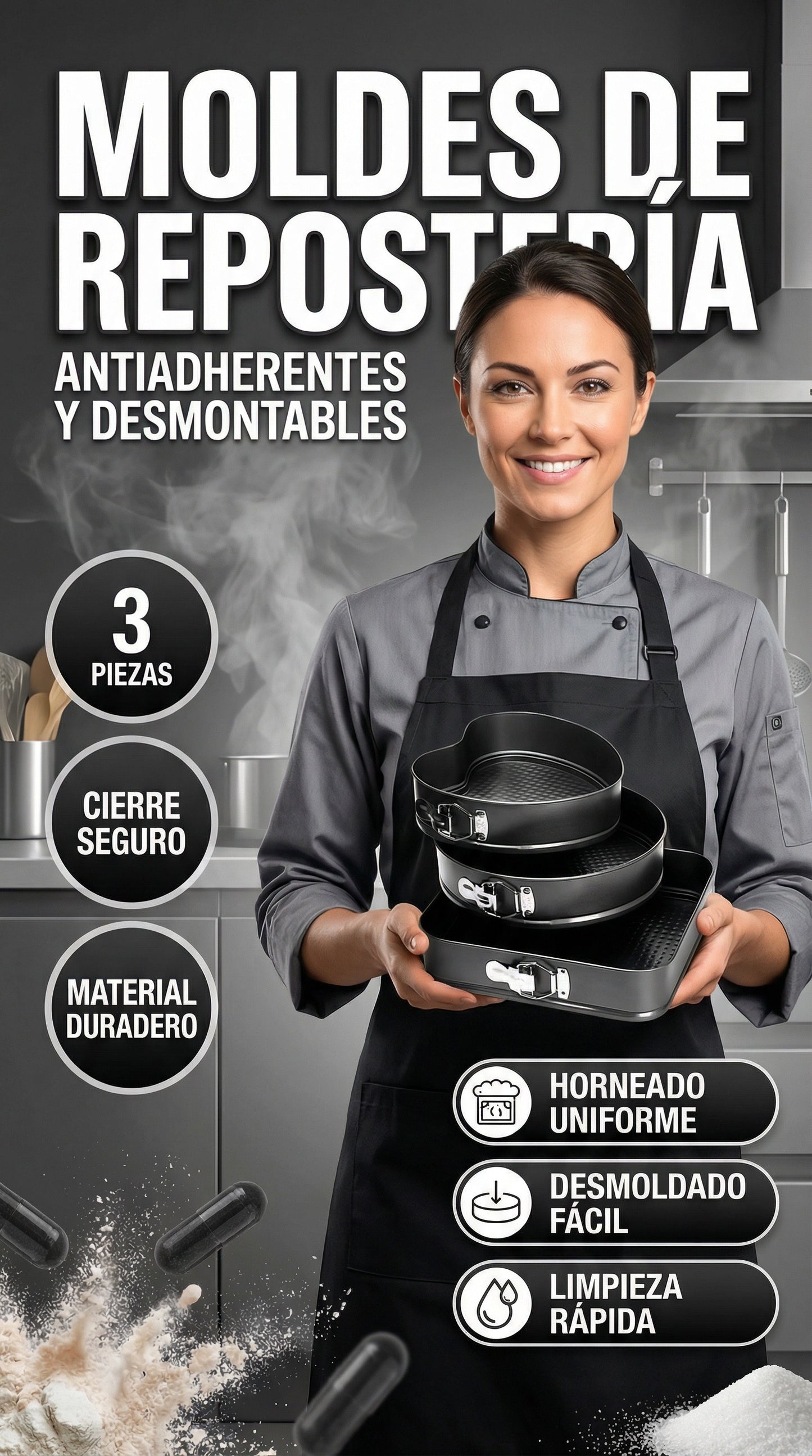 (3PCS) Juego de Moldes de Reposteria